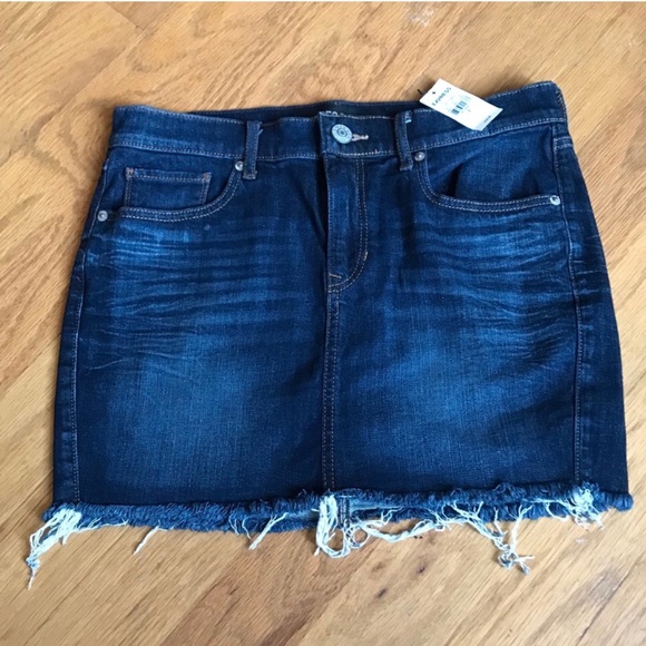 Express Dresses & Skirts - Frayed Denim Skirt